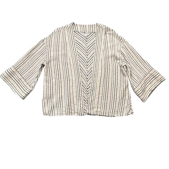 BP Linen Blend Striped Stitch Cropped Kimono Jacket Boho Tribal Size 1X - Picture 5 of 16